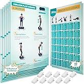Vibration Plate Exercise Machine Poster - Upgraded 6 Workout Guidance & 10 Pcs Planner & 10 Pcs Double-Sided Clips, Comprehensive Whole Body Wave Vibrating Workout Chart
