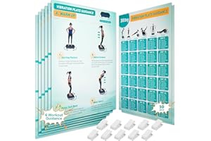 GUANQIAO Vibration Plate Exercise Machine Poster - Upgraded 6 Workout Guidance & 10 Pcs Planner & 10 Pcs Double-Sided Clips, Comprehensive Whole Body Wave Vibrating Workout Chart