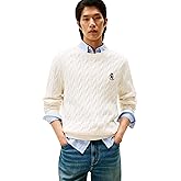 Tommy Hilfiger Mens Crest Cable Knit Crewneck Sweater Lightweight Pullover
