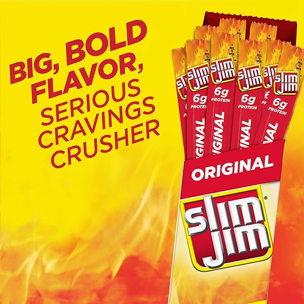 SLIM JIM GIANT SMOKED MEAT STICKS, ORIGINAL FLAVOR, 6G PROTEIN PER STICK, EASTER BASKET STUFFER FOR MEN, 0.97 OZ. (24 COUNT)