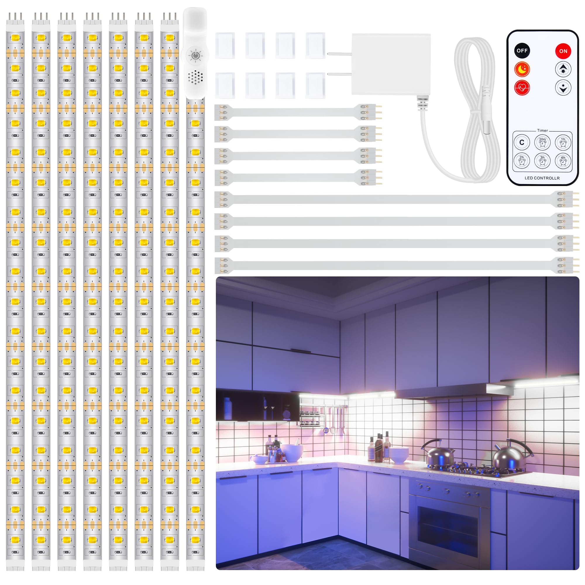 LAFULIT 8 PCS Under Cabinet Lighting Kit, Bright