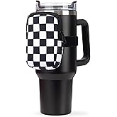 Water Cup Bottle Pouch Accessory | Compatible with Stanley Tumbler| Great for Workouts, Gym, Running, Walking, Sports| Keeps Cards, Keys, and Earphones Safe| Fun and Cute Designs (Checkered)