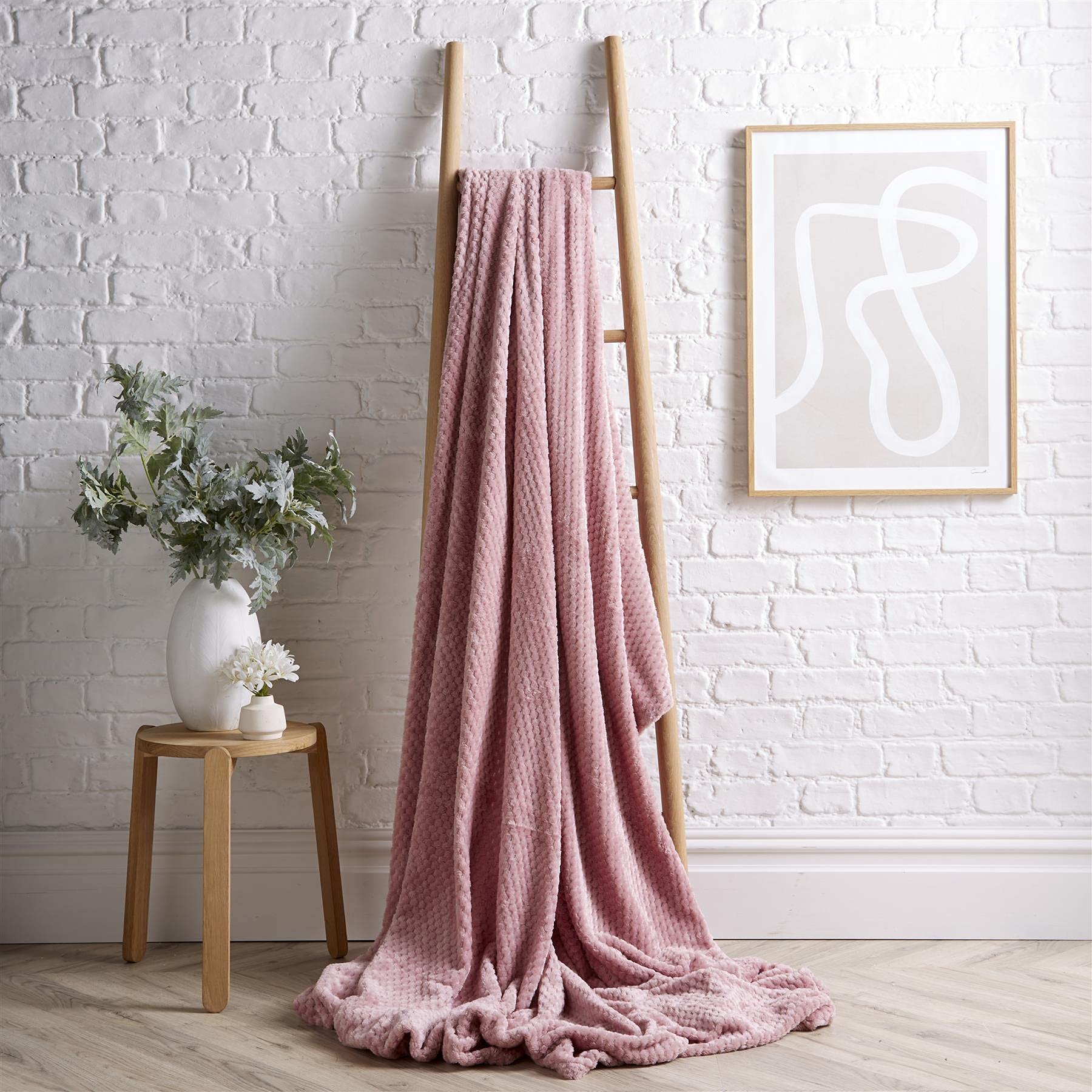 Olivia Rocco Cloud Throws Super Soft Blanket Waffle Honeycomb Throw Sofa Bed Fleece Blankets, 200x240 Blush Pink