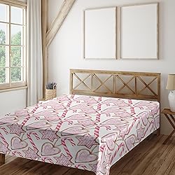 Ambesonne Candy Cane Flat Sheet, Watercolor Style