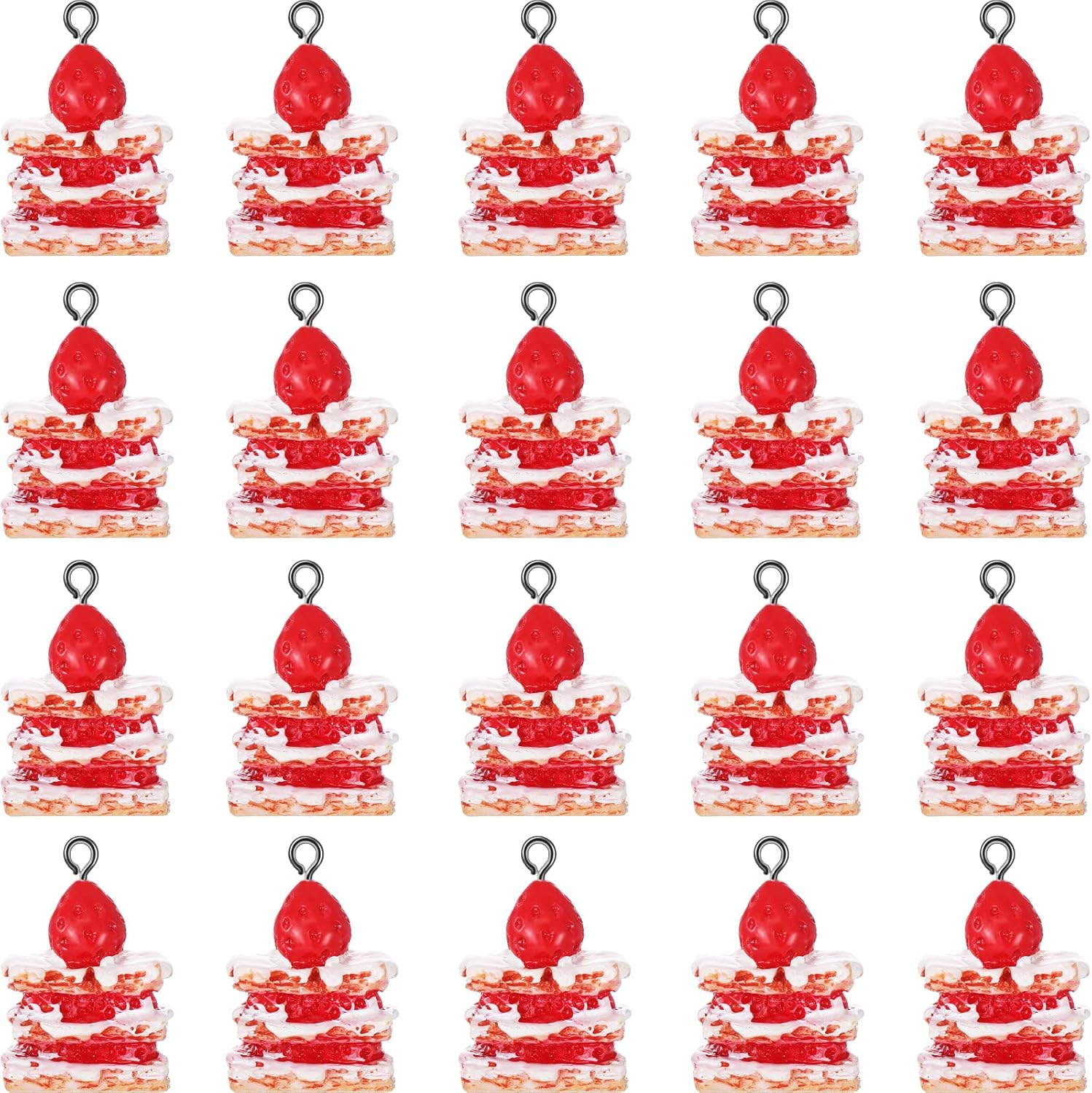 20 Pieces Strawberry Cake Pendant Charms Food Charms Resin Strawberry Cake Charms for DIY Earring Bracelet Necklace Food Charms Jewelry Making Supplies