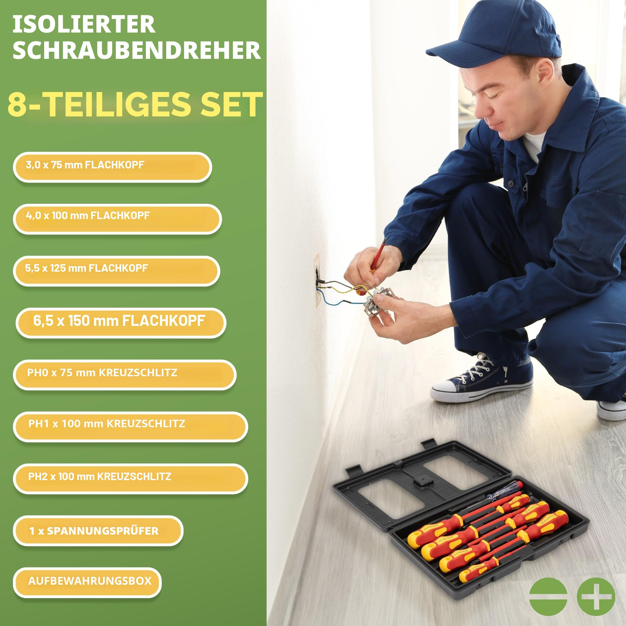 BLOSTM Isoliertes Schraubendreher-Set - 8-teiliges 2