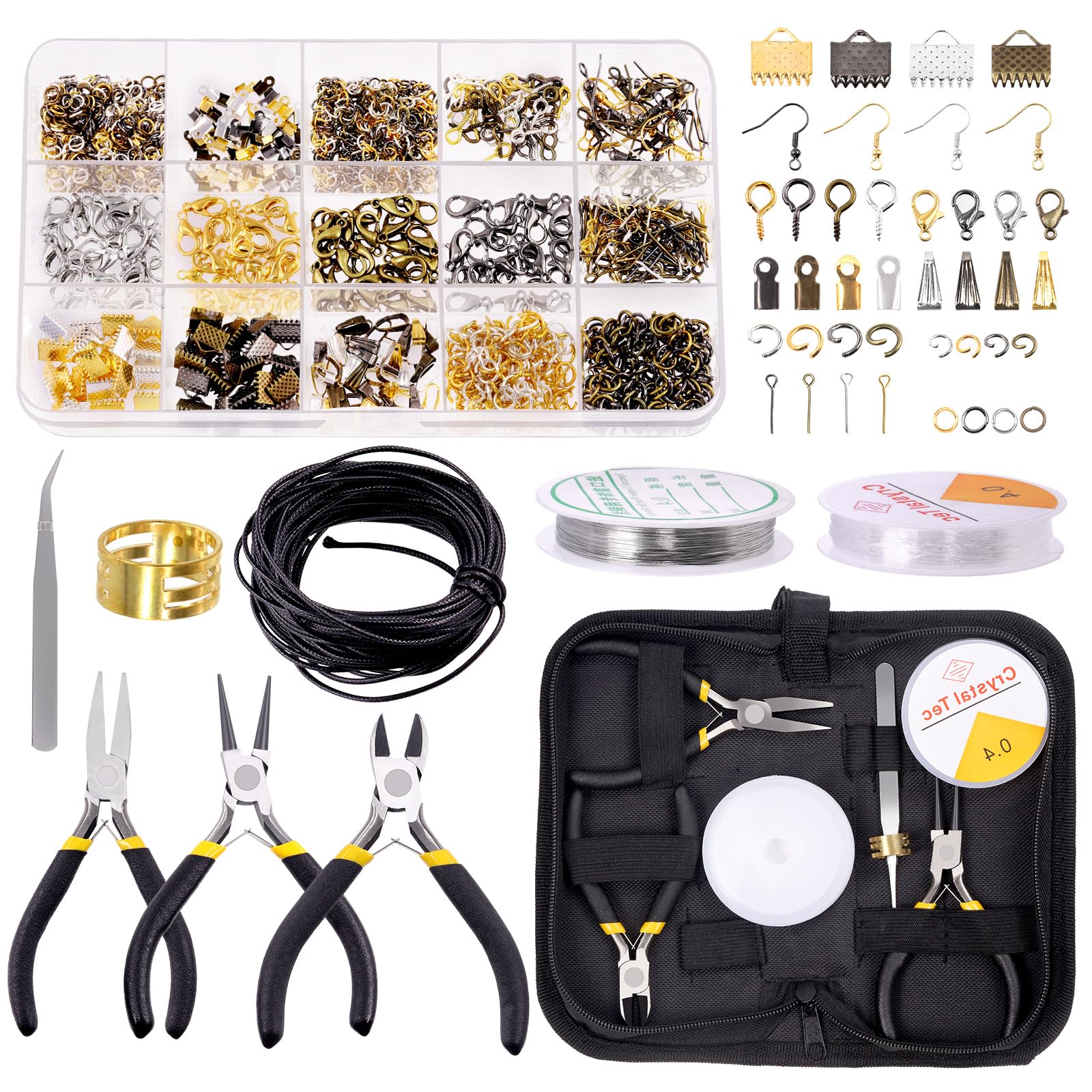 GLARKS 950 Pcs Jewelry Making Supplies Kit with Tools, Pliers, Wires, Findings, Measuring Tools for DIY Earring, Necklace Craft, Repair — image 1