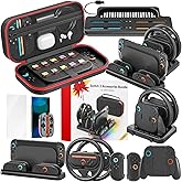 Switch 2 Accessories, Charging Dock & Storage Organization for Grips & Steering Wheels for Mario Game, Dockable Cover, Screen Protector, Bundle Case for Nintendo Switch 2 Starter, ALL-IN-1 Carry Case