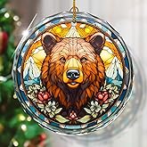 Brown Bear Stained Glass Ornament - Christmas Tree Decoration, Gift Exchange Present Idea