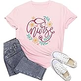 Wlen Womens Nurse Shirts School Nurse T-Shirts Nursing Life Tee Tops