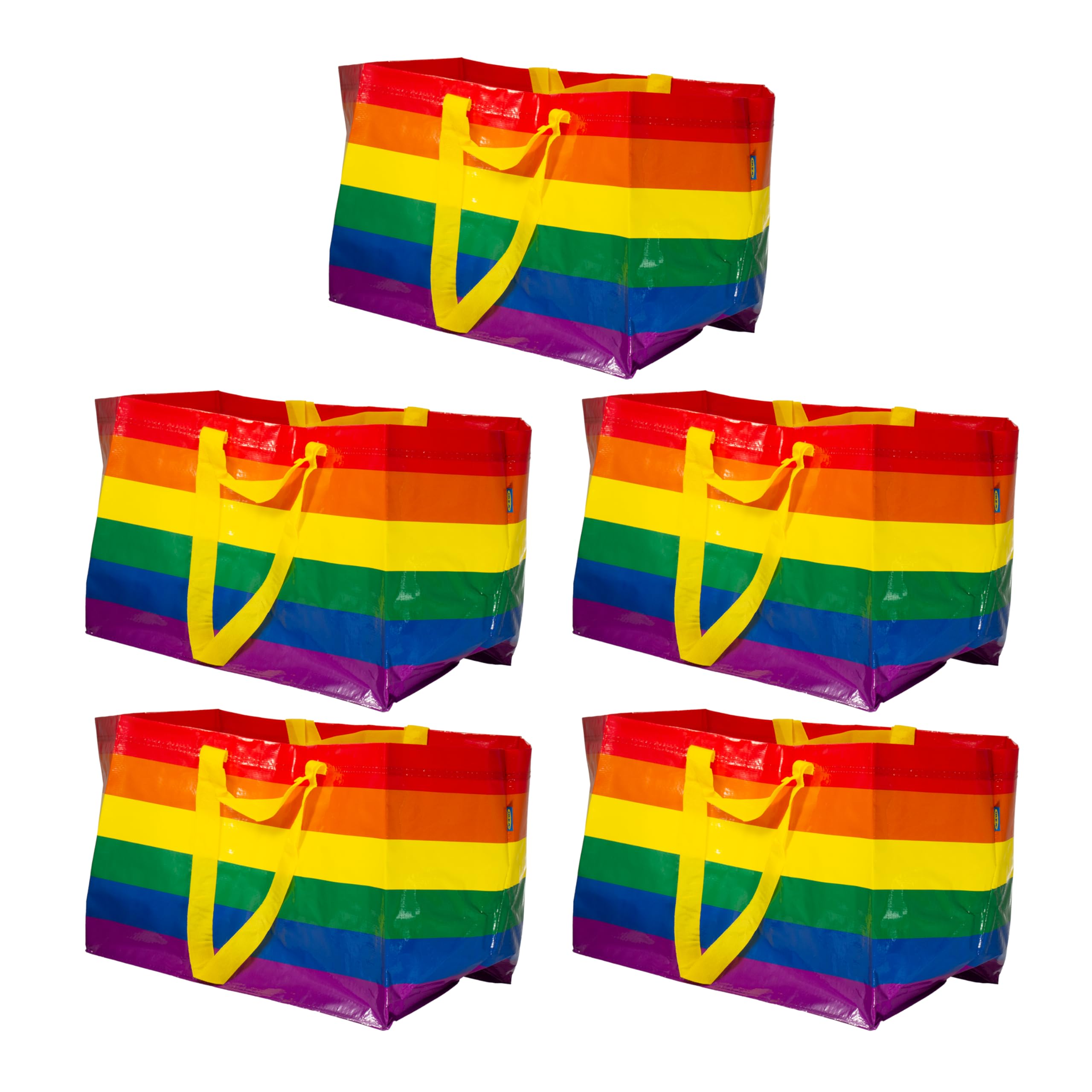 Ikea STORSTOMMA Large Multicolour Striped Rainbow Pride Bags, 71 Litres, 55 x 35 x 37 cm - Set of 5