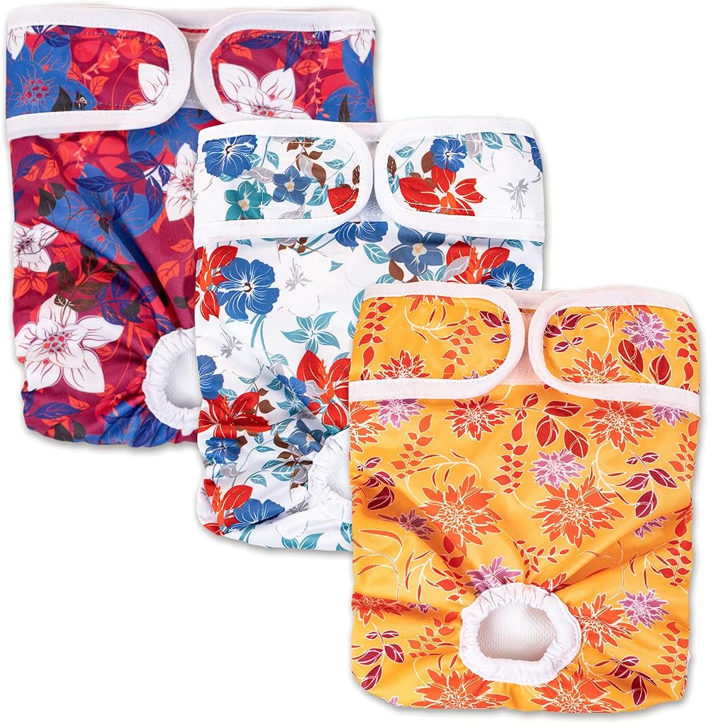 Pet Soft Washable Dog Nappies Female 3 Pack Large Incontinence Pants