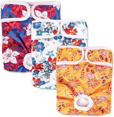 Pet Soft Washable Dog Nappies Female 3 Pack Large Incontinence Pants