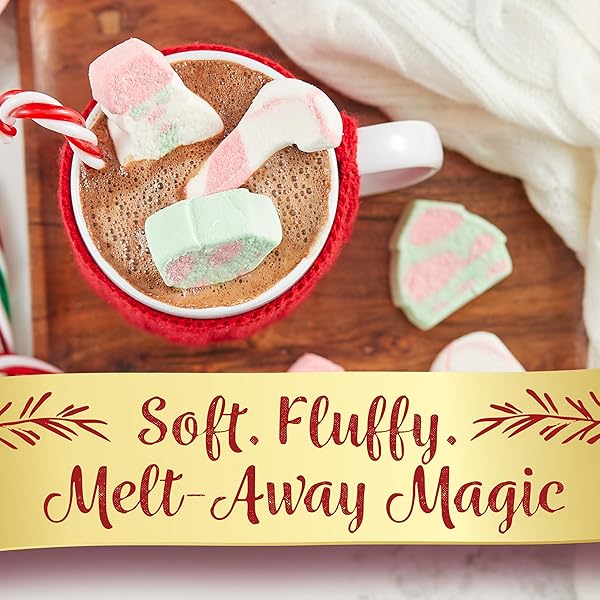 COLOMBINA SWEET CHRISTMAS MARSHMALLOWS, SOFT, ASSORTED VANILLA BEAN MARSHMALLOWS, CHRISTMAS TREES, CANDY CANES, AND SANTAS, 5.1OZ (PACK OF 1)