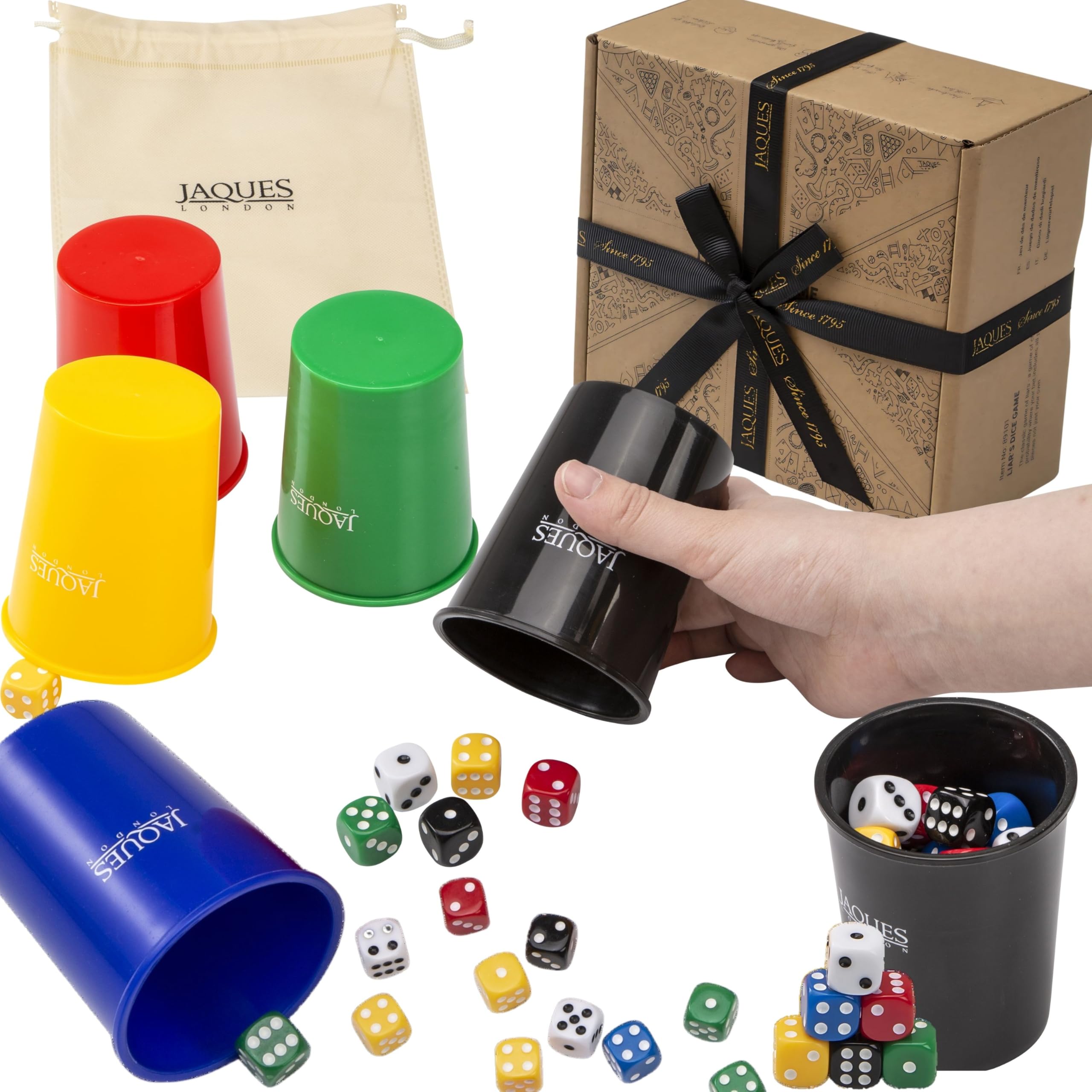 Jaques of London Liars Dice Games | Peruvian Bluffing Game for Adults | Dice Set & Dice Cup | Classic Board Games | Since 1795