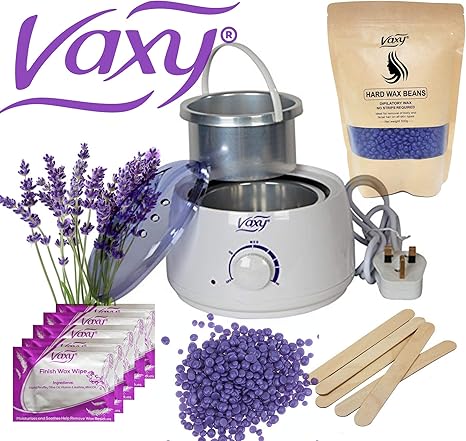 Wax Warmer Hair Removal Waxing Kit Electric Pot Heater Melts With Accessories Painless Rapid Waxing Of Face Body Bikini Area Total Home Waxing Solutions For Men Women By Vaxy Lavender Amazon Co Uk