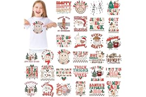 Estune 30 Pcs Christmas Iron on Transfers Retro Santa Iron on Decals Gingerbread Patches Heat Transfers Vinyl Xmas Heat Decals for Clothes Bag Covers DIY Decorations(Retro Style)