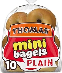 Thomas' Plain Mini Bagels, 10 Pre-Sliced Mini Bagels with No High Fructose Corn Syrup, 15 Oz Bag