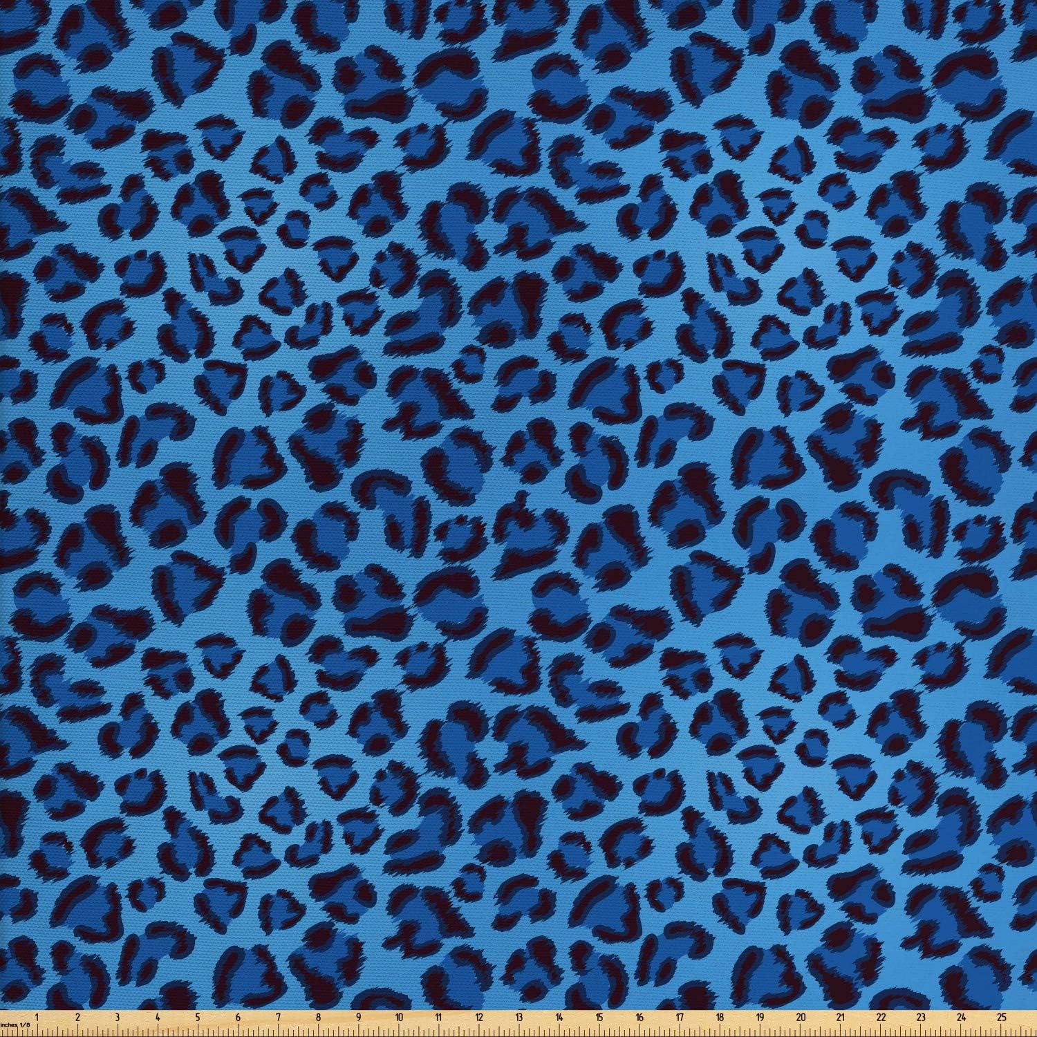 Amazon Com Lunarable Animal Print Fabric By The Yard Leopard Skin Animal Print Design Creative Contemporary Artwork Decorative Fabric For Upholstery And Home Accents 1 Yard Blue