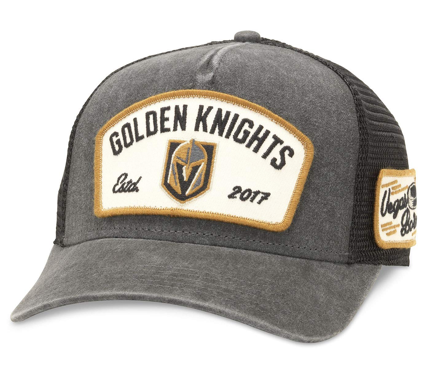 American Needle Vegas Golden Knights Bennett Mesh Adjustable Snapback Trucker Hat American Needle Vegas Golden Knights Bennett Mesh Adjustable Snapback Trucker Hat