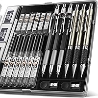 Nicpro 6PCS Art Mechanical Pencils Set, 3 PCS Metal Drafting Pencil 0.5 mm & 0.7 mm & 0.9 mm & 3 PCS 2mm Graphite Lead Holder