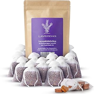 Lavendas 10 x Lavendelsäckchen & Zedernholz Set | Duft für Kleiderschrank | zum Einschlafen | zur Entspannung | Natürlicher Mottenschutz | gegen Kleidermotten | Duftsäckchen mit 120g Lavendelblüten