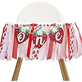 Strawberry 1st Birthday High Chair Banner - Sweet One Party Decorations for Girls, Berry Sweet First Birthday Decor