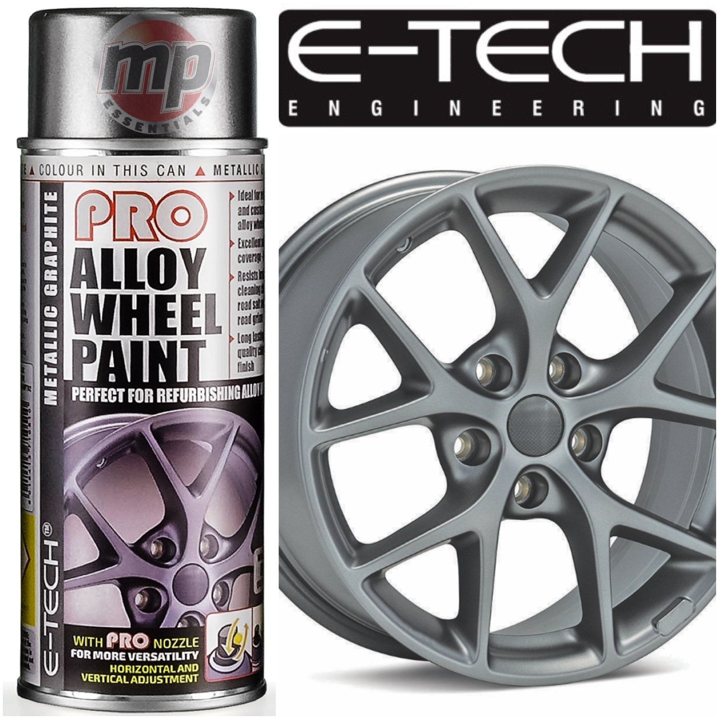 MP Essentials PRO 400ml Aerosol Spray Alloy Wheel Refurbish, Refresh & Customise Paint (Metallic Graphite)