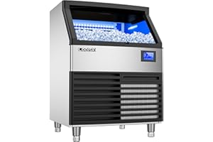 Coolski Commercial Ice Maker Machine 320LBS/24H, 26’’ Under Counter Ice Machine with SECOP Compressor/80LBS Storage Bin/Self Cleaning, Freestanding Ice Maker for Restaurants/Bars, ETL Approved