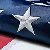 American Flag 4x6 FT Outdoor, Heavy Duty High Wind US Flag, Embroidered Stars, Sewn Stripes, Brass Grommets, Indestructible Tough Double Sided United States Flag Suitable for Outside Use