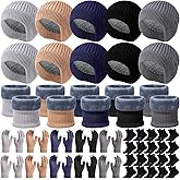 Chicingyou 50 Pcs Winter Hats Gloves Set with Warm Socks Bulk for Women Men Homeless Knit Earflap Beanie Caps Scarves