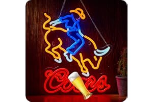 Cowboy Crs Light Neon Signs for Wall Decor Rodeo Beer LED Lights for Man Cave Bar Signs with Dimmer for Bar Pub Restaurant St