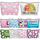 Bulyoou 10 Pcs Volleybal Gifts for Women Ladies Sport Makeup Bag Inspirational Zipper Volleybal Cosmetic Pouch Bulk Travel Toiletry Bags Accessories for Sports Lovers Players Coach Team Gifts