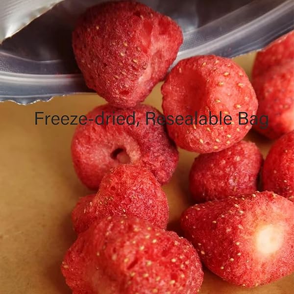 XIAOCUN DIARY, FREEZE DRIED WHOLE STRAWBERRIES, FRUITS SNACKS 3.8 OZ, DRY STRAWBERRY CRISPS, NATURAL YUMMY DEHYDRATED STRAWBERRY SLICES, RESEALABLE BAG