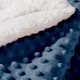 CREVENT Cozy Soft Sherpa Baby Blanket 75x100 Navy Dot Crib Stroller Gift view 4