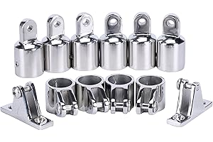 AMARINE MADE Amarine-made 3 Bow Bimini Top Fittings Fit 7/8" ， Bimini Top, LeaningTech, Boat Stainless Steel Jaw Slide Cap Fittings Marine Hardware Set