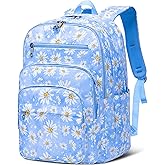 FOKDUVB Backpack for Middle High School Teen Boys Girls Large College Bookbag with Laptop Compartment Back to School Book Bags Mochilas Escolares para Niños Niñas Adolescentes (Light Blue, Floral)