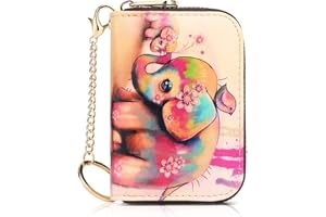 APHISON RFID Credit Card Holder Wallets for Women Leather Zipper Card Case for Ladies Keychain Wallet