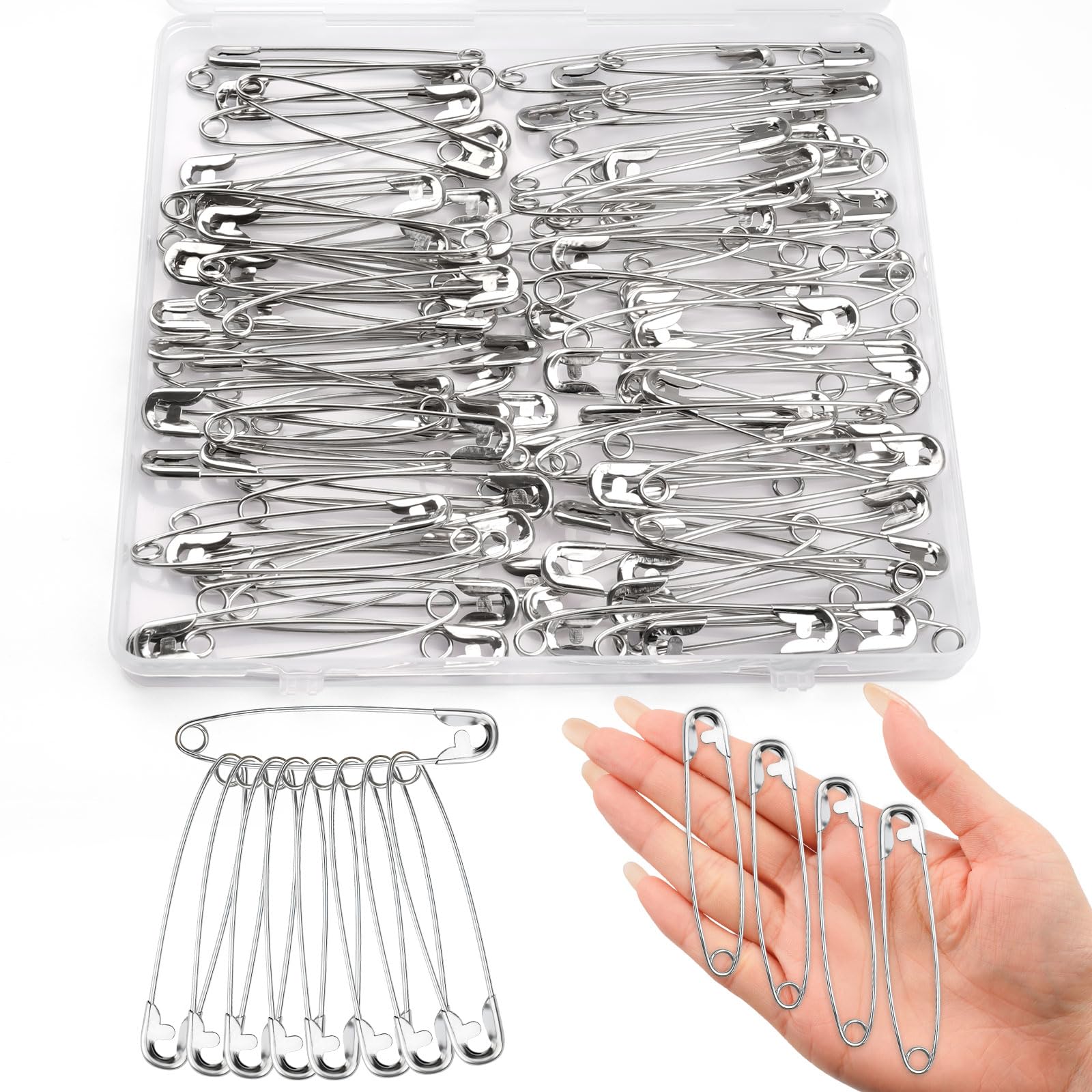 Photo 1 of 100 PCS 3 Inches Large Safety Pins for Clothes, Big Heavy Duty Safety Pins, Rust-Resistant Nickel Plated Steel Clothing Pin for Clothes Sewing Craft