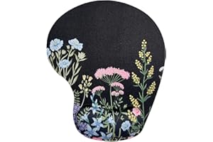 LIZPARE Mouse Pad with Wrist Support, Ergonomic Mouse Pads with Memory Foam Wrist Rest, Easy Typing Pain Relief, Comfortable Home Office Computer Wrist Support Pads for Working Studying Gaming, Flowers-01