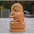 DharmaObjects Hand Carved Kadam Wood Blessing Sitting Buddha Statue (6" Tall X 3.5" Wide, Gautama Buddha)