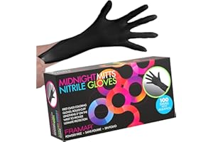 FRAMAR Powder Free Nitrile Gloves -12 INCH Black Disposable Gloves Latex Free, Non Latex Gloves, Hair Dye Gloves, Tattoo Glov