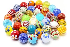 VEALIZUU 30 PCS Glass Marbles for Kids, 25 Colorful Assorted Marble and 5 Glow in The Dark Marbles Run Games and Accessories for Boys and Girls, Beautiful Marble Bulk for Home Decoration