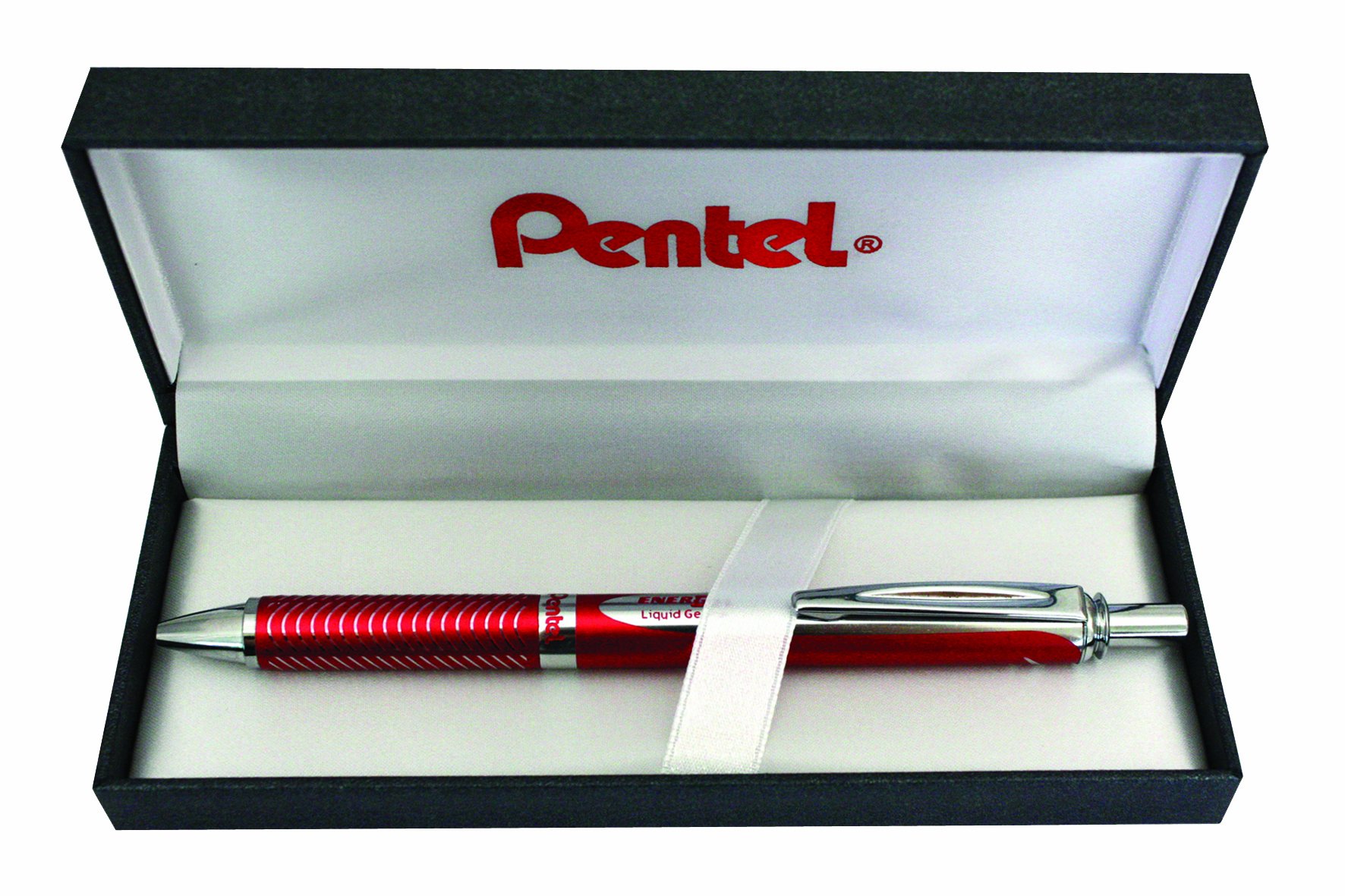 Pentel BL407B-BOX EnerGel Liquid-Gel-Roller Pen Sterling with Matte Red Case Stroke Width 0.35 mm Ball Diameter 0.7 mm Black — image 1