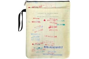 PALASARKAAA Vintage Library Card Printing Book Cover for Librarian Book Lovers Friends Women with Zipper & Handle, Book Sleeve Gifts for Book Club Bookworm Students Teachers Birthday Graduation Reading Day