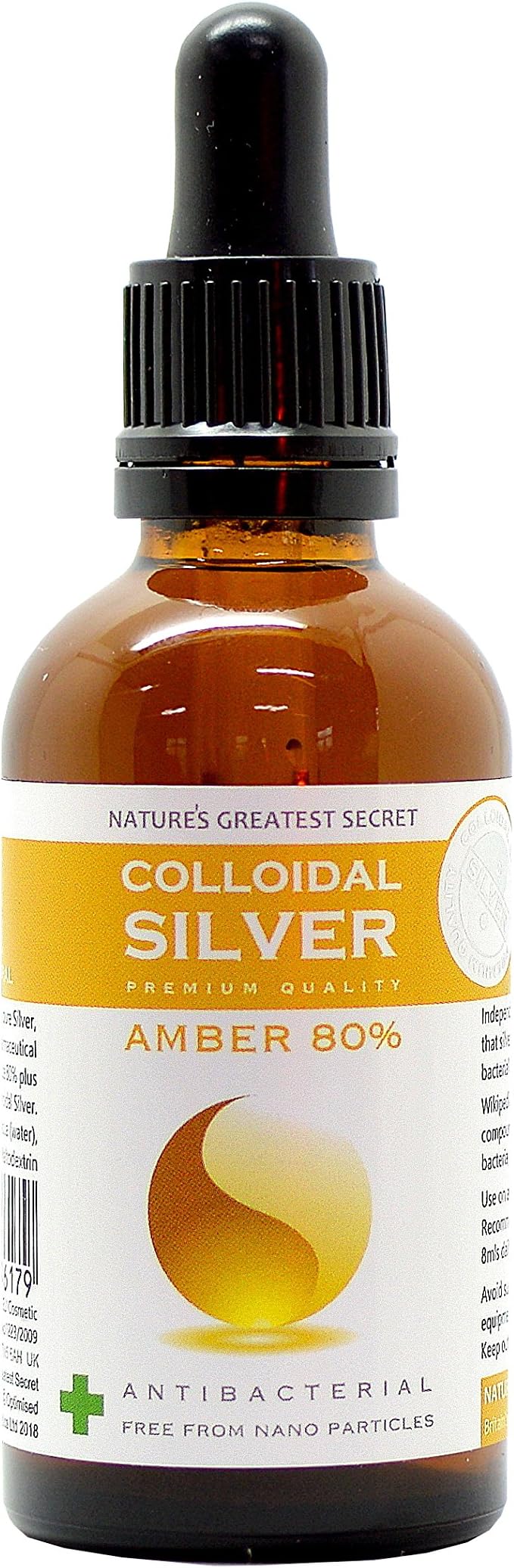 Premium Quality Colloidal Silver Amber 80% Dropper 50ml