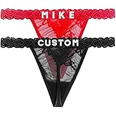 Eoribag Women's Personalized Thongs with Funny Rhinestone Letters, Custom Name Underwear Panties for Couples
