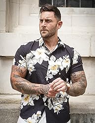 COOFANDY Mens Hawaiian Shirt Short Sleeve Button