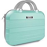 14" Portable Hard Shell Makeup Travel Case - Stylish PC+ABS Cosmetic Organizer for Women - Scratch-Resistant, Elastic Strap, Mini Suitcase - Perfect for Romantic Gifts(Opal Green)