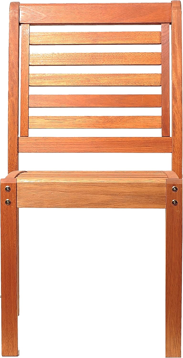 ia Leeds 2-Piece Stackable Side Chair | Eucalyptus Wood | Ideal for Outdoors and Indoors : Patio Dining Chairs : Garden & Outdoor